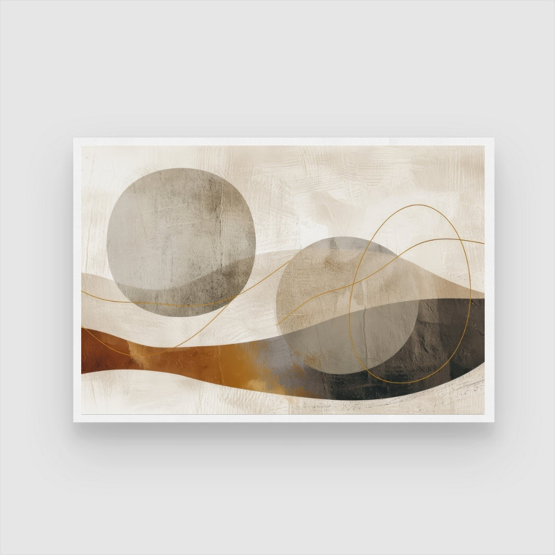 Golden Horizon – Modern Abstract Landscape Wall Art Print 2 : 3 Horizontal Premium Wall Art Canvas by MeriDeewar