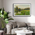 Golden Hour by the River – Realistic Nature Landscape Wall Art 2 : 3 Horizontal Premium Wall Art Canvas by MeriDeewar