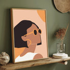 Golden Hour – Minimalist Woman with Sunglasses Wall Art Print 2 : 3 Vertical Premium Wall Art Canvas by MeriDeewar