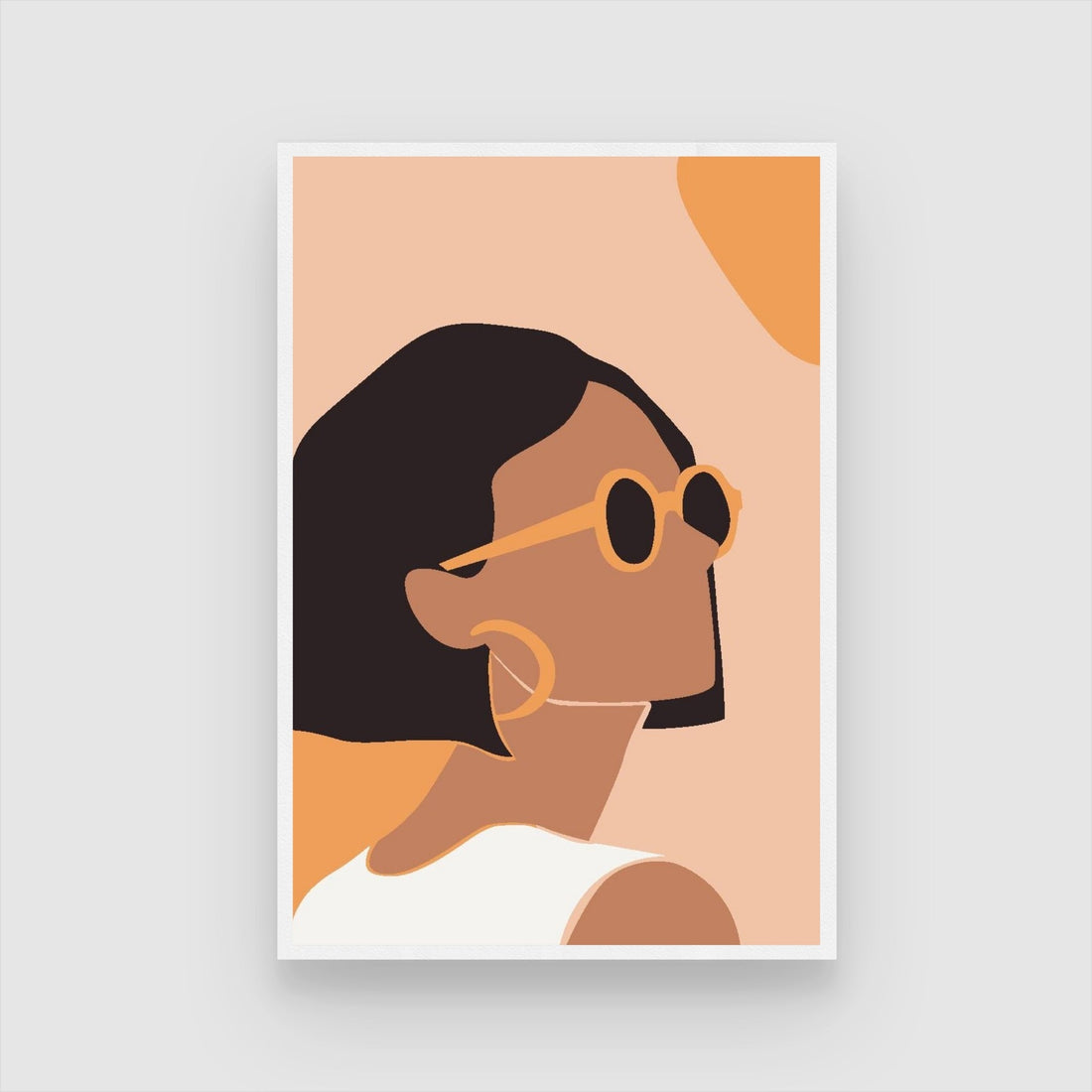 Golden Hour – Minimalist Woman with Sunglasses Wall Art Print 2 : 3 Vertical Premium Wall Art Canvas by MeriDeewar
