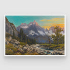Golden Hour Peaks – Majestic Mountain Stream Landscape Art 2 : 3 Horizontal Premium Wall Art Canvas by MeriDeewar
