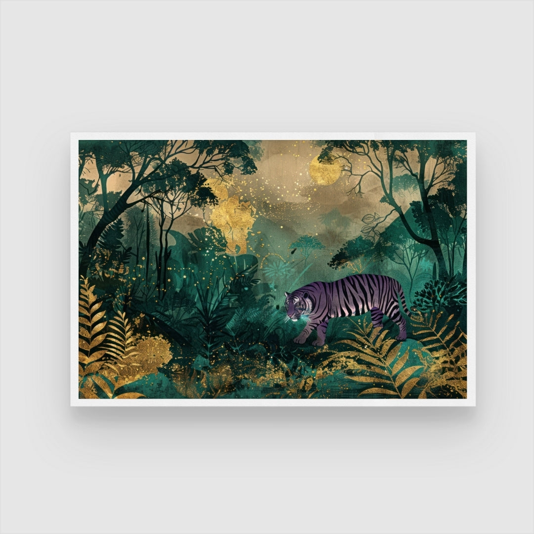 Golden Jungle — Tiger Canvas Wall Art with Luxury Accents 2 : 3 Horizontal Premium Wall Art Canvas by MeriDeewar