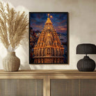 Golden Kashi Temple Shikhara Wall Art | Vertical Oil Painting Framed Print 2 : 3 Vertical Premium Wall Art Canvas by MeriDeewar