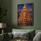Golden Kashi Temple Shikhara Wall Art | Vertical Oil Painting Framed Print 2 : 3 Vertical Premium Wall Art Canvas by MeriDeewar