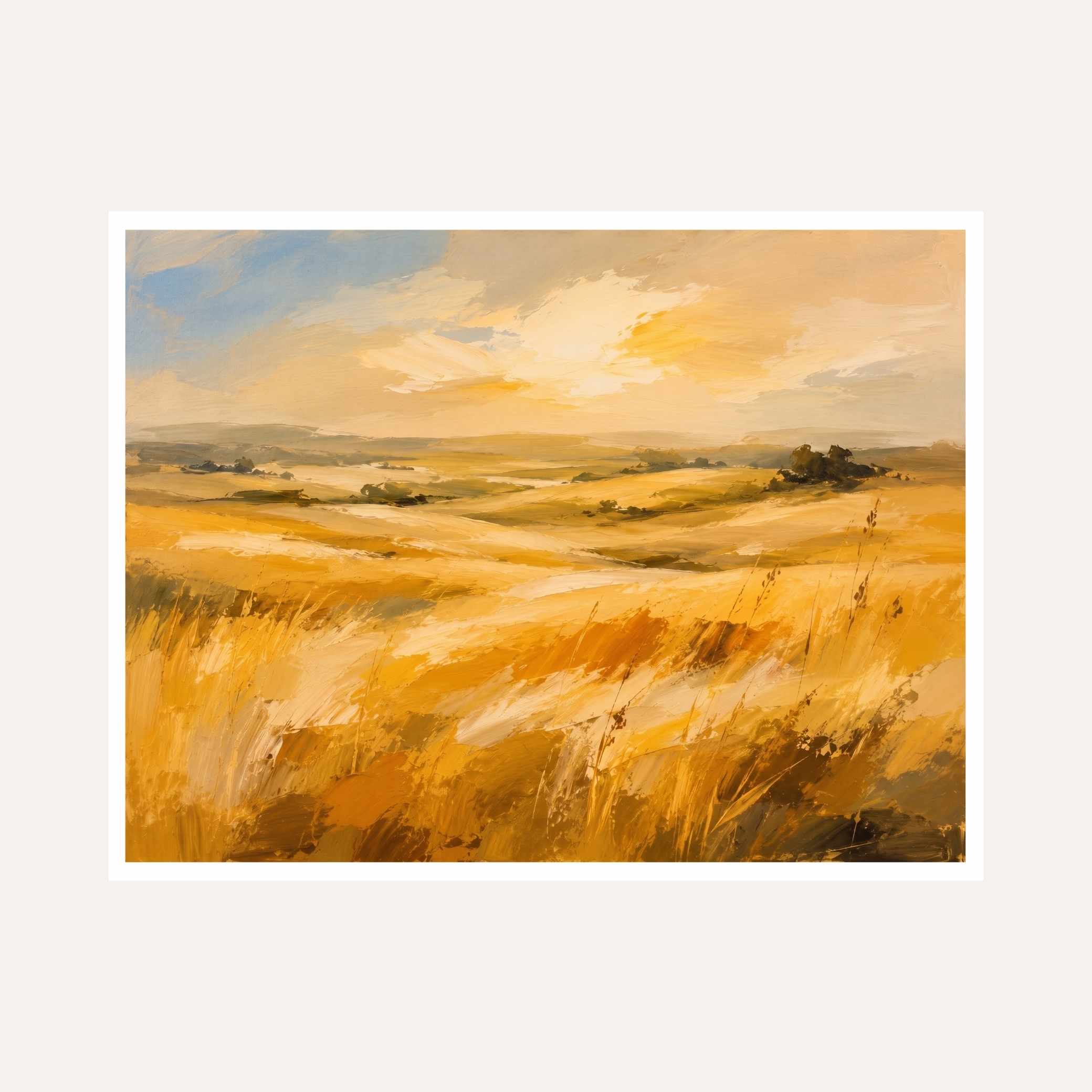 "Golden Prairie Horizon" Landscape Giclée Print | Fine Art Wall Art 3 : 4 Horizontal New Premium Wall Art Canvas by MeriDeewar