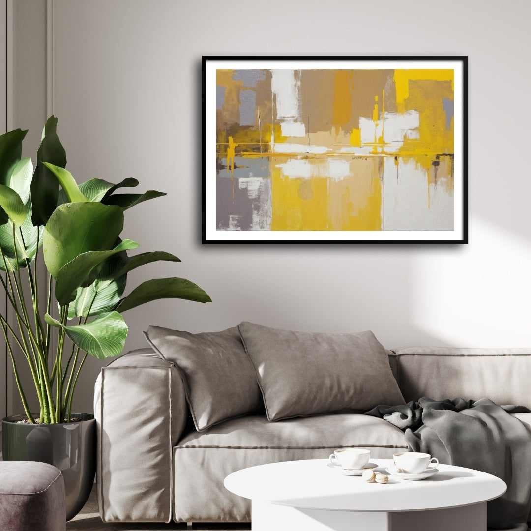 Golden Reflections — Modern Abstract Canvas Wall Art 2 : 3 Horizontal Premium Wall Art Canvas by MeriDeewar