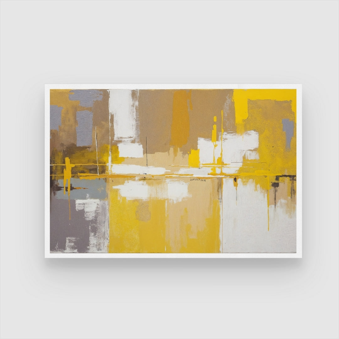 Golden Reflections — Modern Abstract Canvas Wall Art 2 : 3 Horizontal Premium Wall Art Canvas by MeriDeewar