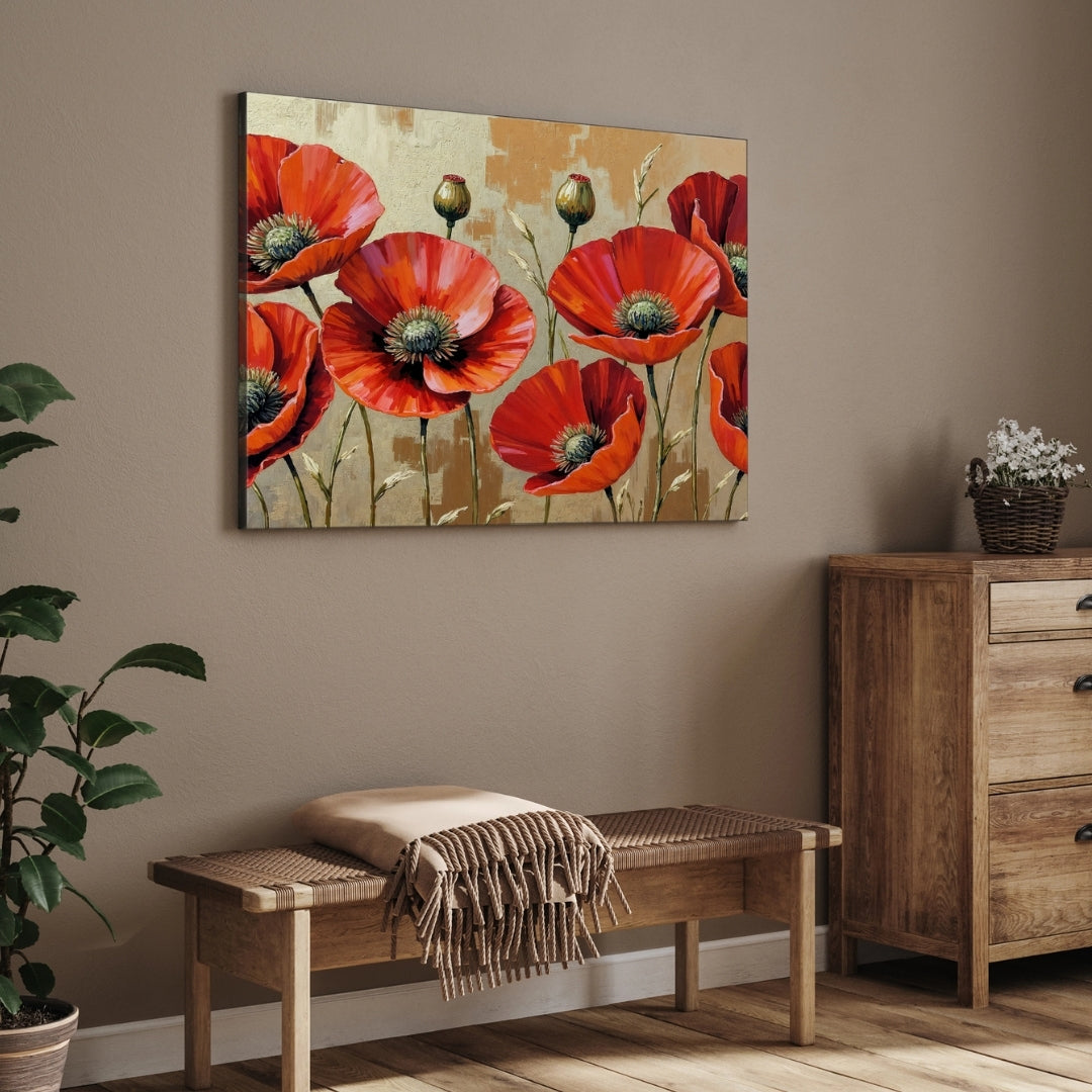 Golden Serenity – Abstract Wall Art on Canvas 2 : 3 Horizontal Premium Wall Art Canvas by MeriDeewar