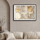 Golden Stillness – Modern Abstract Nature-Inspired Wall Art Print 2 : 3 Horizontal Premium Wall Art Canvas by MeriDeewar