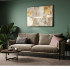 Golden Stillness – Modern Abstract Nature-Inspired Wall Art Print 2 : 3 Horizontal Premium Wall Art Canvas by MeriDeewar