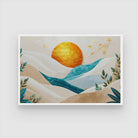 Golden Sunrise Over Abstract Hills – Modern Canvas Wall Art 2 : 3 Horizontal Premium Wall Art Canvas by MeriDeewar