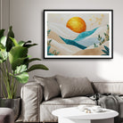 Golden Sunrise Over Abstract Hills – Modern Canvas Wall Art 2 : 3 Horizontal Premium Wall Art Canvas by MeriDeewar