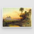 Golden Sunset Over the Pyramids – Egyptian Landscape Wall Art 2 : 3 Horizontal Premium Wall Art Canvas by MeriDeewar