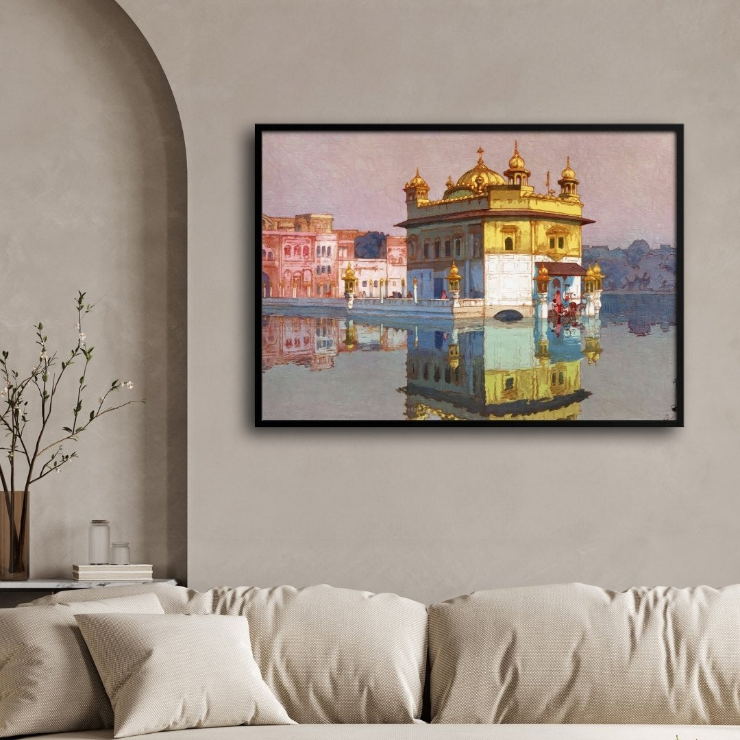 Golden Temple in Amritsar – Yoshida Hiroshi Japanese Woodblock Print 2 : 3 Horizontal Premium Wall Art Canvas by MeriDeewar