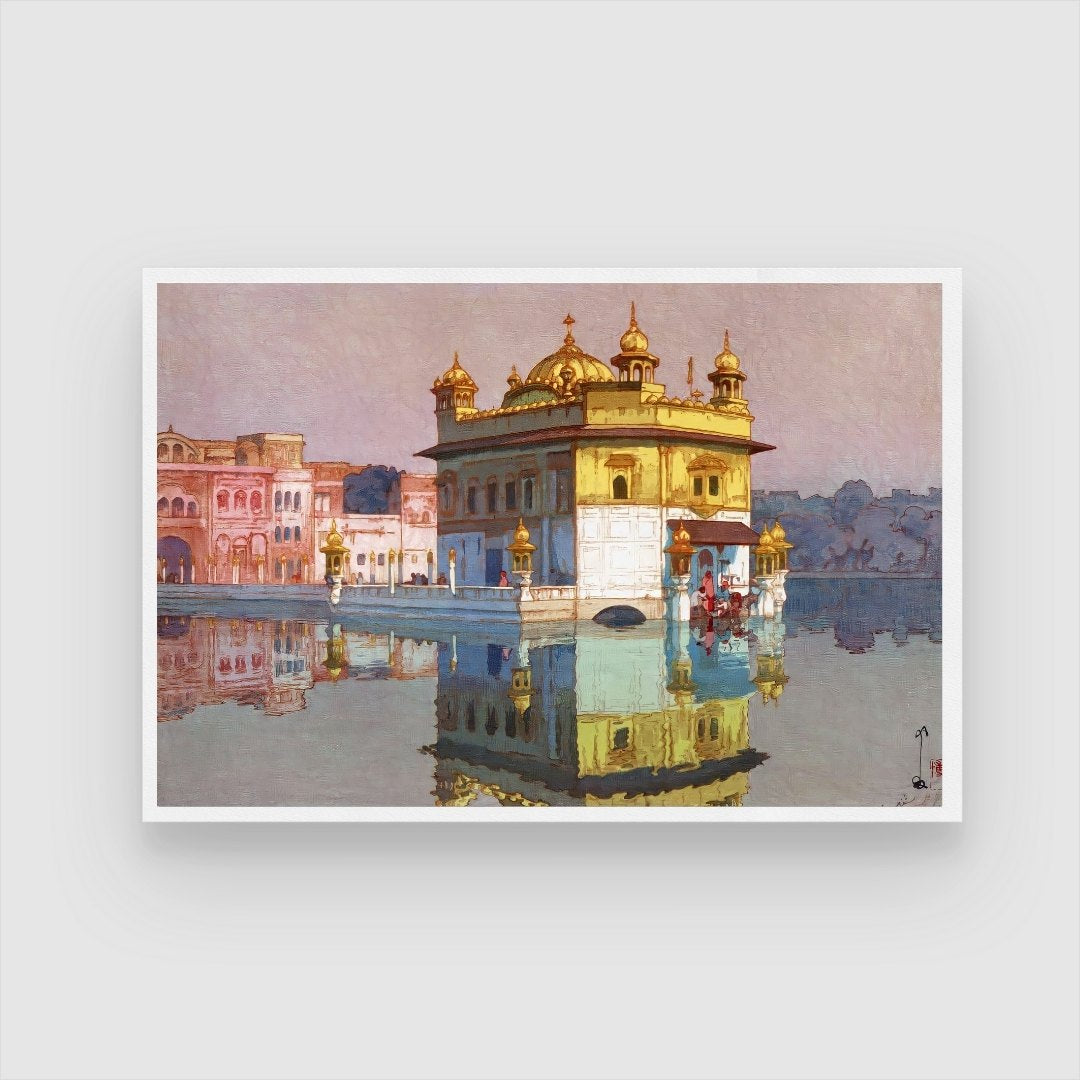 Golden Temple in Amritsar – Yoshida Hiroshi Japanese Woodblock Print 2 : 3 Horizontal Premium Wall Art Canvas by MeriDeewar