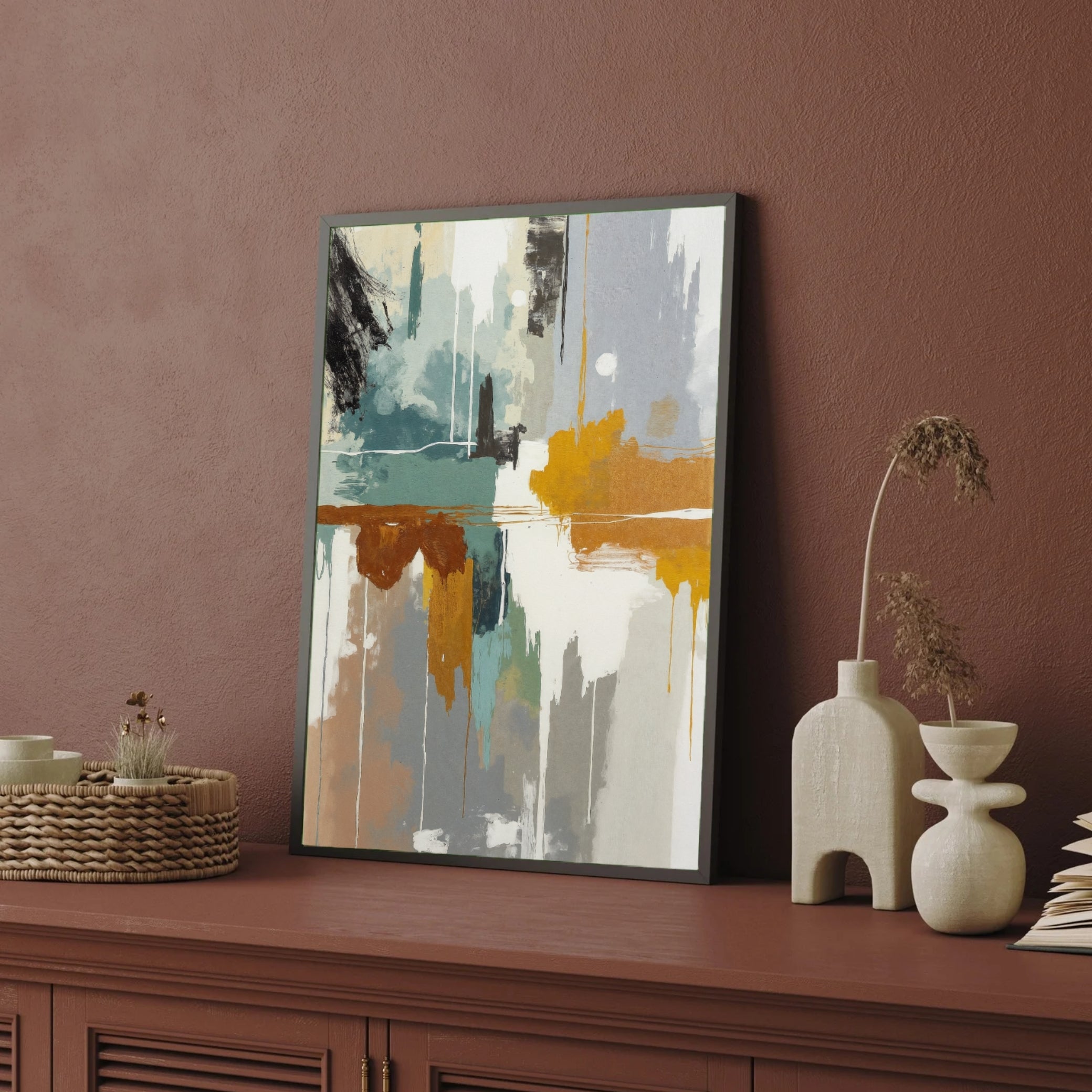 Golden Veins – Luxury Textured Abstract Wall Art 2 : 3 Vertical Premium Wall Art Canvas by MeriDeewar