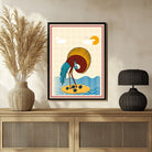 Gond Art Elegance: Flamingo & Egg with Sun Painting - MeriDeewar 3 : 4 Vertical New Premium Wall Art Canvas by MeriDeewar