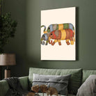 "Gond Art Elephants" Traditional Indian Tribal Art Giclée Print | Fine Art Wall Art 3 : 4 Vertical Premium Wall Art Canvas by MeriDeewar