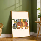 "Gond Art Elephants" Traditional Indian Tribal Art Giclée Print | Fine Art Wall Art 3 : 4 Vertical Premium Wall Art Canvas by MeriDeewar