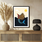 Gond Art Fish & Nature Painting – Vibrant Wall Decor at MeriDeewar 3 : 4 Vertical New Premium Wall Art Canvas by MeriDeewar