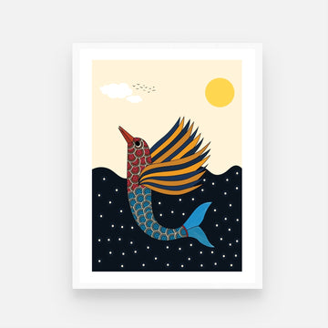 Gond Art Fish & Nature Painting – Vibrant Wall Decor at MeriDeewar 3 : 4 Vertical New Premium Wall Art Canvas by MeriDeewar
