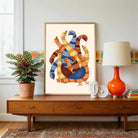"Gond Art Flock of Birds" Traditional Indian Tribal Art Giclée Print | Fine Art Wall Art 3 : 4 Vertical Premium Wall Art Canvas by MeriDeewar