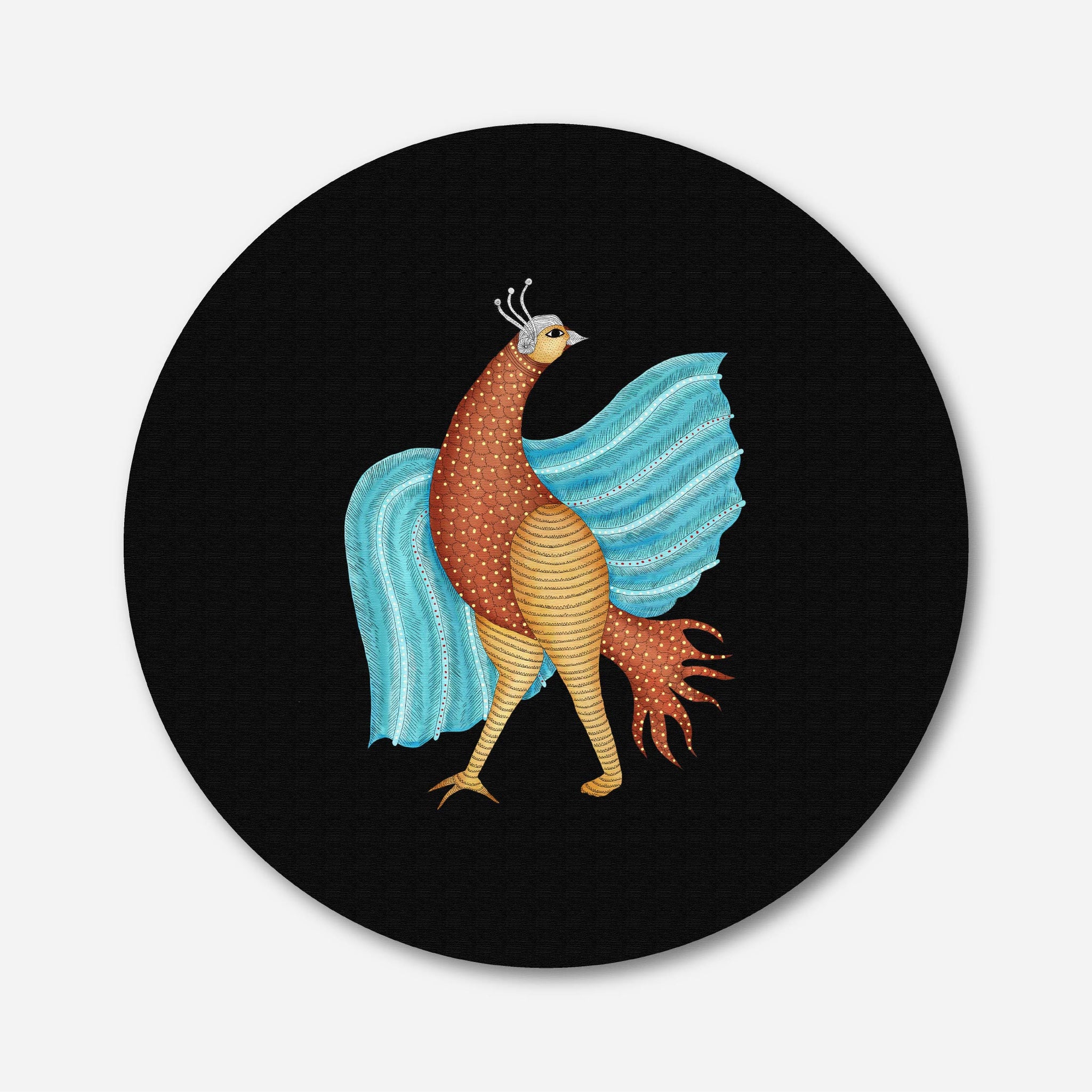 Gond Art Impressions Circular Canvas Frame Circular Canvas Frame Premium Wall Art Canvas by MeriDeewar