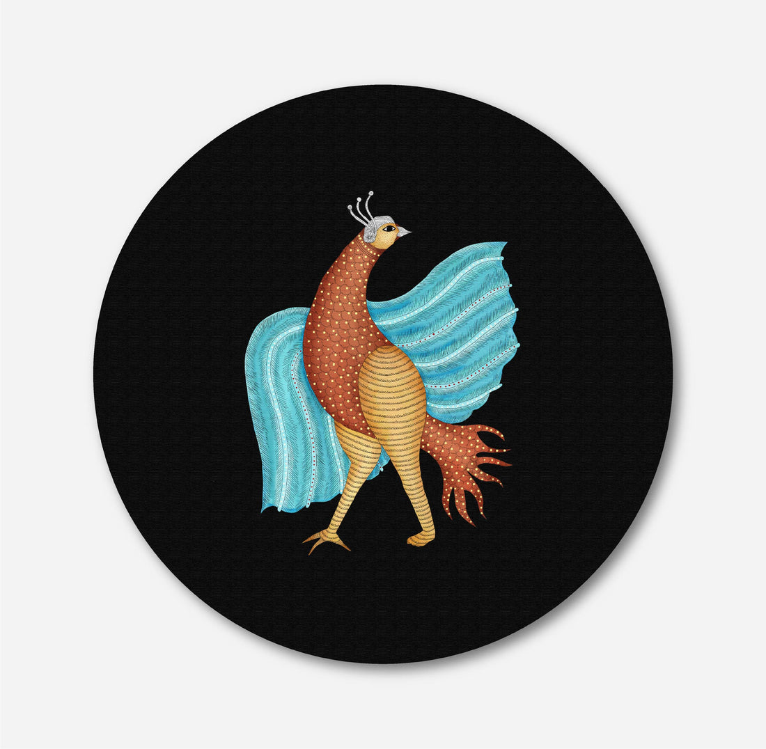 Gond Art Impressions Circular Canvas Frame Circular Canvas Frame Premium Wall Art Canvas by MeriDeewar