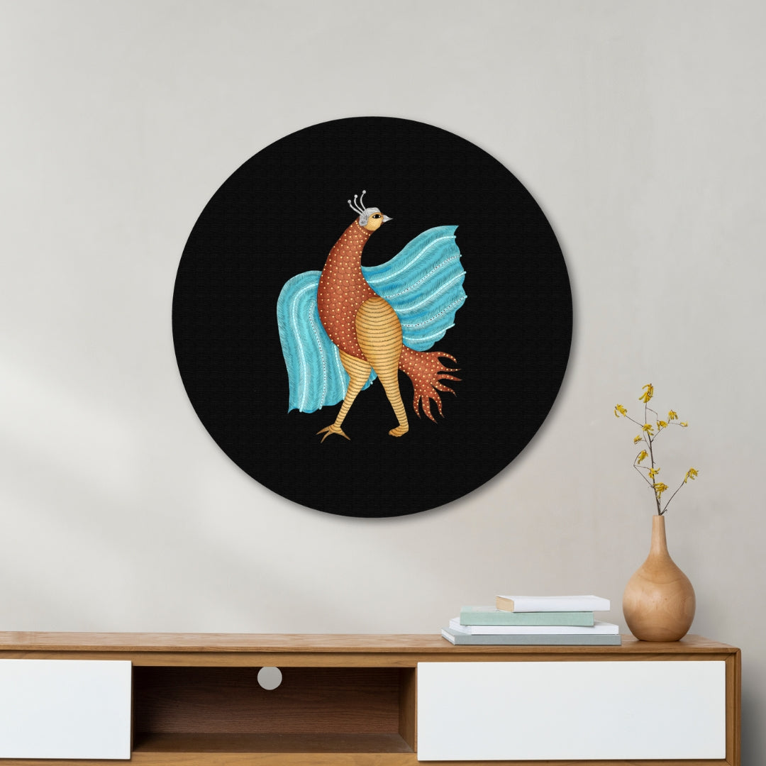 Gond Art Impressions Circular Canvas Frame Circular Canvas Frame Premium Wall Art Canvas by MeriDeewar