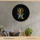 Gond Art Peacock Circular Canvas Frame Circular Canvas Frame Premium Wall Art Canvas by MeriDeewar