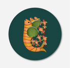 Gond Painting Fish With Five Small Fish Painting Circular Canvas Frame Circular Canvas Frame Premium Wall Art Canvas by MeriDeewar