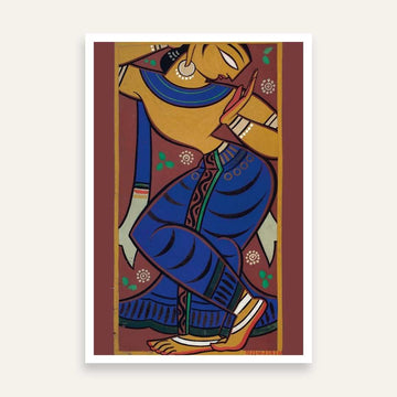 Gopini Painting by Jamini Roy – Indian Folk Art for Living Room | Wall Painting Online India 2 : 3 Vertical Premium Wall Art Canvas by MeriDeewar