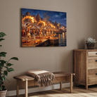 Grand Ganga Aarti Varanasi Ghats Wall Art |  Oil Painting Framed Print 2 : 3 Horizontal Premium Wall Art Canvas by MeriDeewar