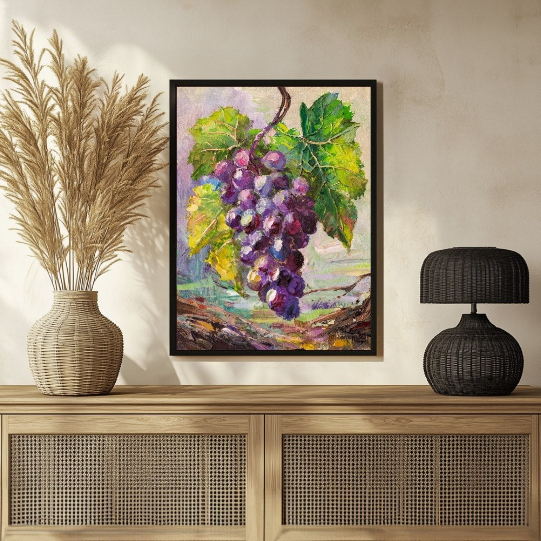 Grape Abstract Painting – Unique Art for Your Home 3 : 4 Vertical New Premium Wall Art Canvas by MeriDeewar