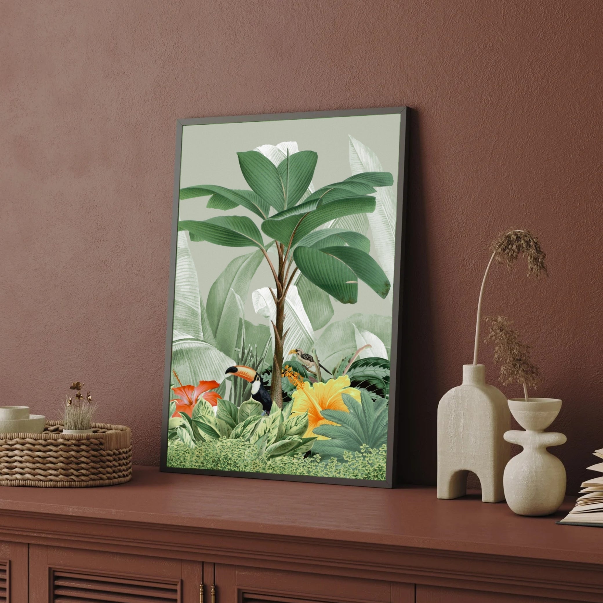 Green Escape – Tropical Nature Wall Art for Modern Homes 2 : 3 Vertical Premium Wall Art Canvas by MeriDeewar