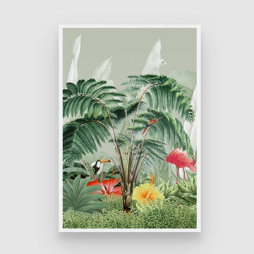 Green Haven – Tropical Jungle Canvas for Modern Interiors 2 : 3 Vertical Premium Wall Art Canvas by MeriDeewar