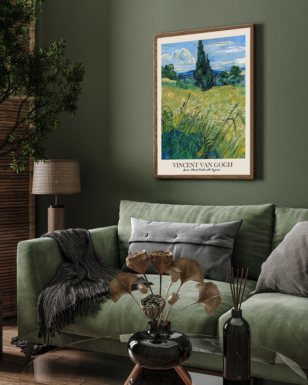 Green Wheat Field with Cypress by Vincent van Gogh 3 : 4 Vertical New Premium Wall Art Canvas by MeriDeewar