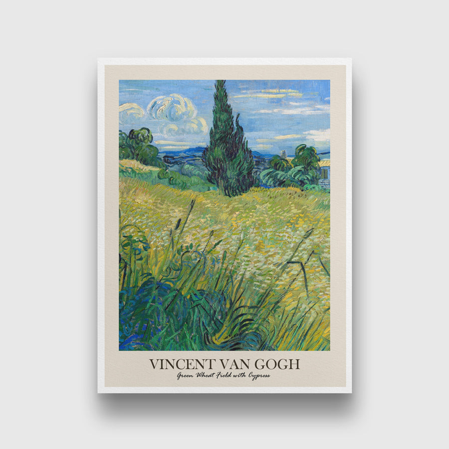 Green Wheat Field with Cypress by Vincent van Gogh 3 : 4 Vertical New Premium Wall Art Canvas by MeriDeewar