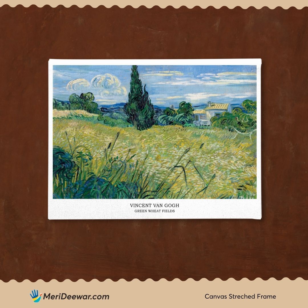 Green Wheat Field with Cypress Painting by Vincent van Gogh 3 : 4 Horizontal New Premium Wall Art Canvas by MeriDeewar