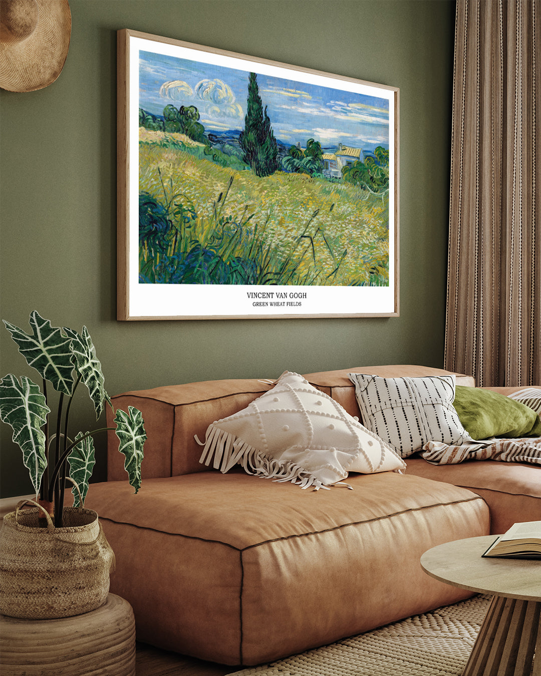 Green Wheat Field with Cypress Painting by Vincent van Gogh 3 : 4 Horizontal New Premium Wall Art Canvas by MeriDeewar
