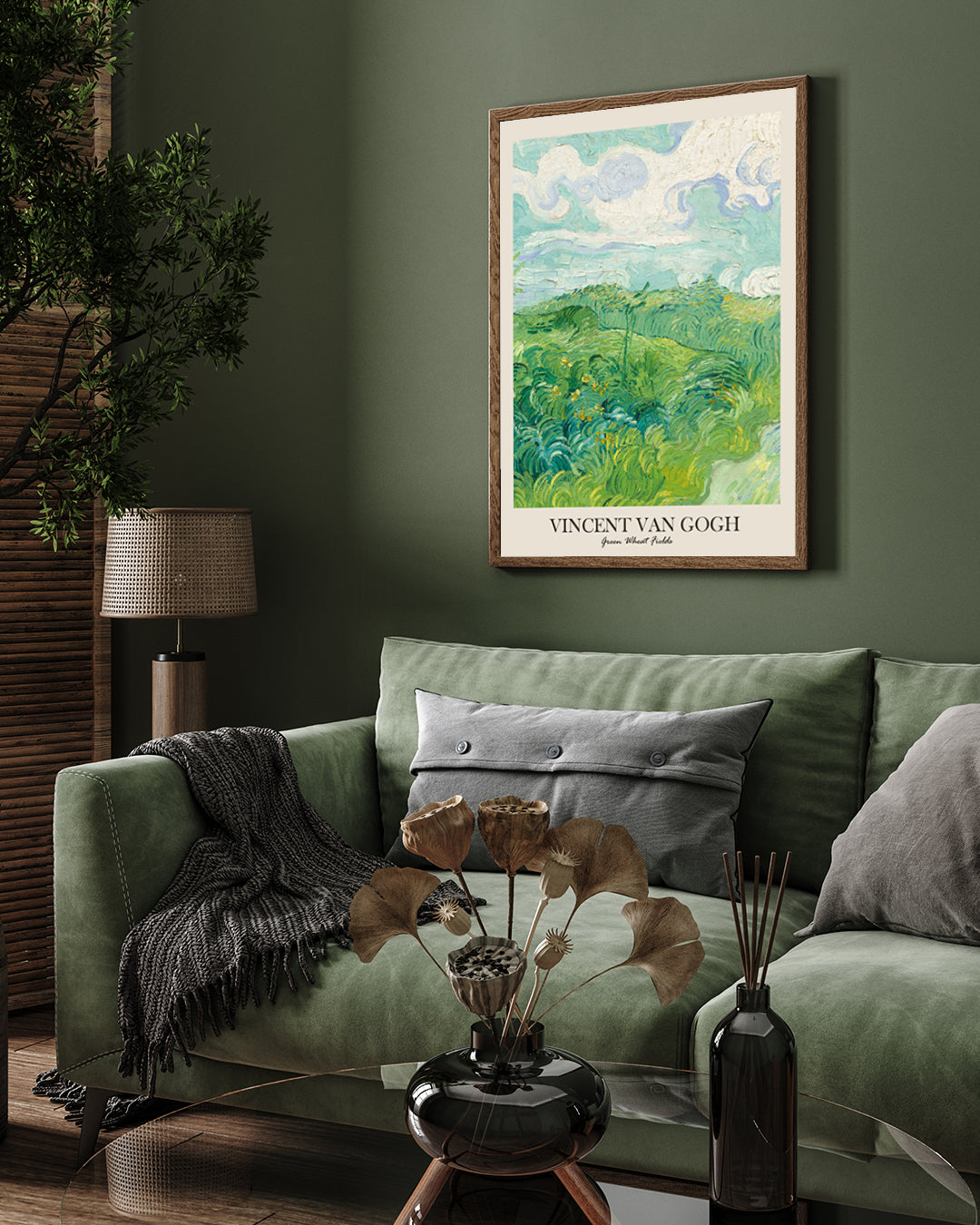 Green Wheat Fields Auvers Painting by Vincent van Gogh 3 : 4 Vertical New Premium Wall Art Canvas by MeriDeewar