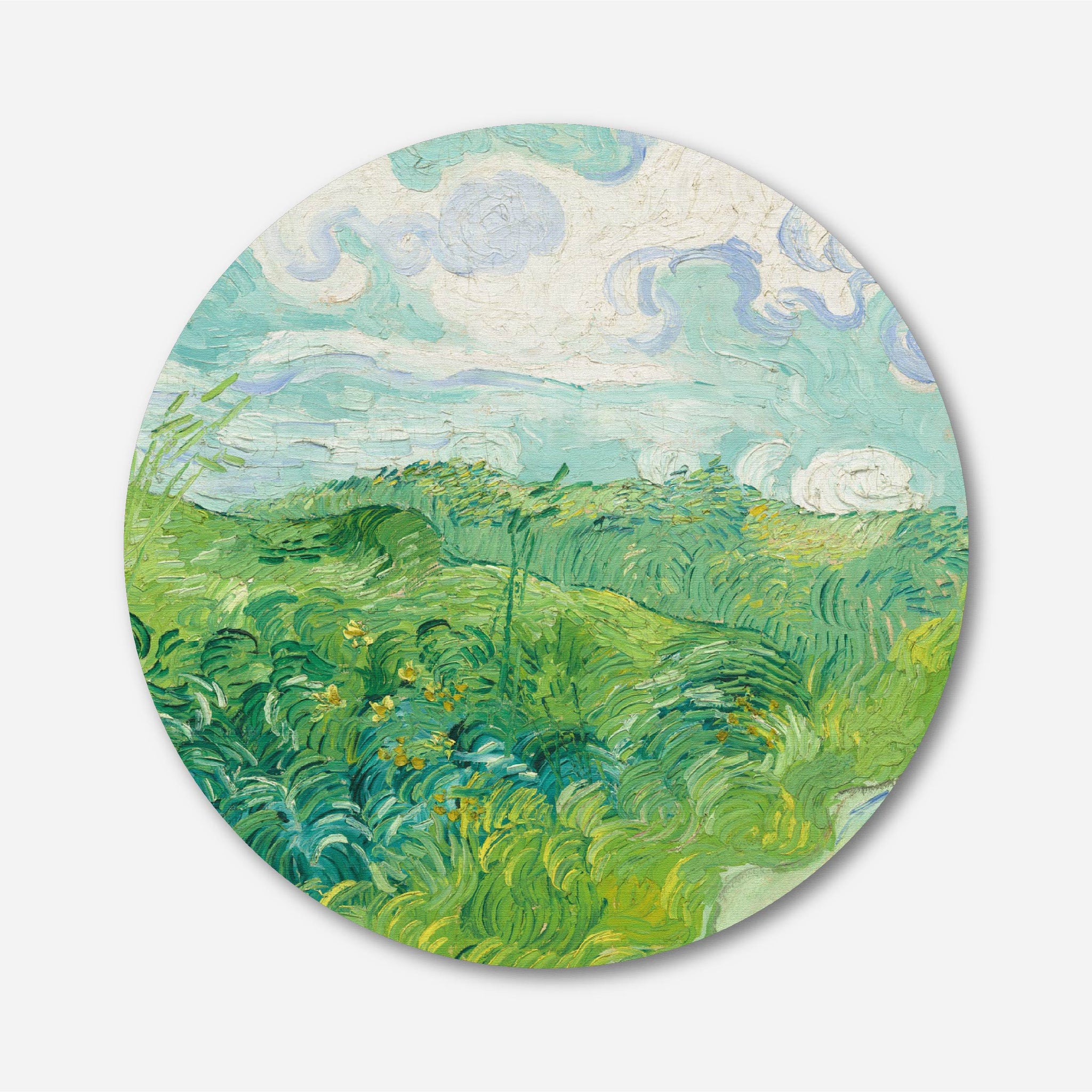 Green Wheat Fields by Vincent van Gogh Painting Circular Canvas Frame Circular Canvas Frame Premium Wall Art Canvas by MeriDeewar
