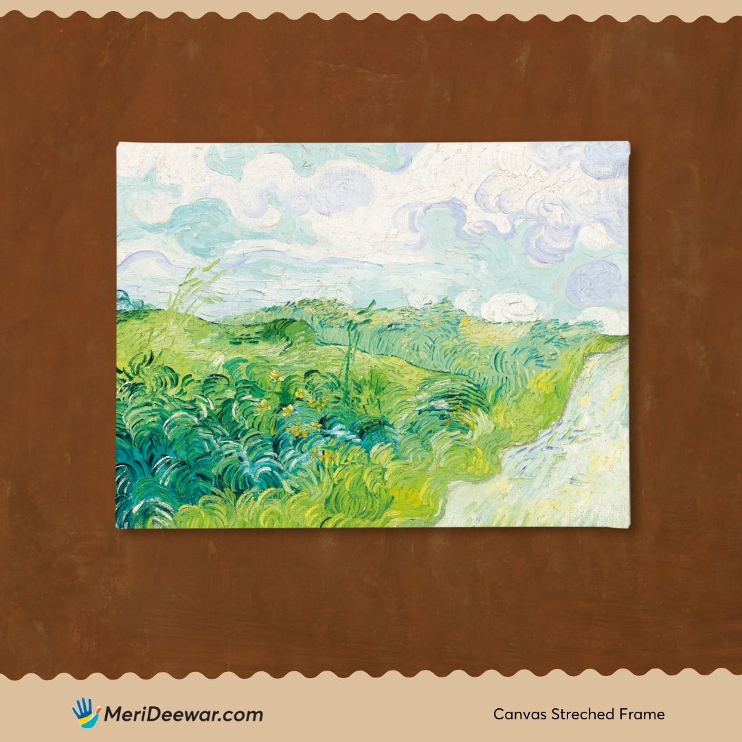 Green Wheat Fields Painting By Vincent Van Gogh 3 : 4 Horizontal New Premium Wall Art Canvas by MeriDeewar