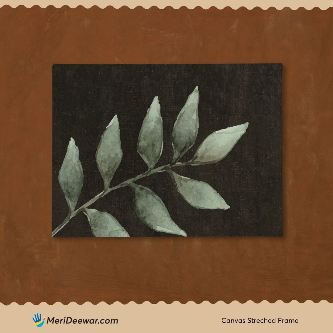 Greenery Leaf Watercolor Painting 3 : 4 Horizontal New Premium Wall Art Canvas by MeriDeewar
