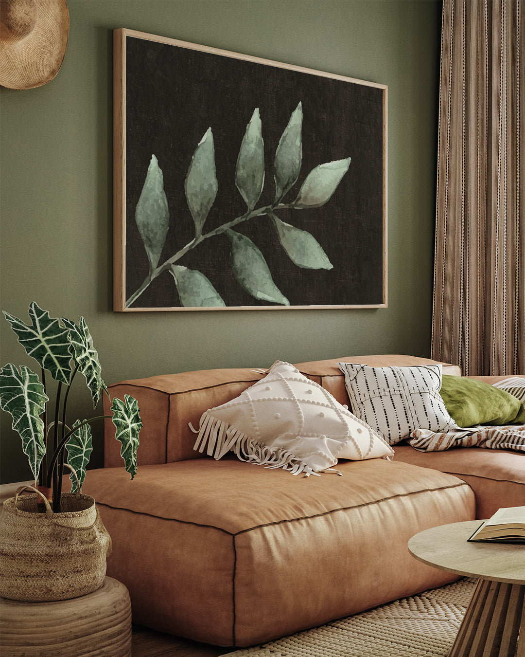 Greenery Leaf Watercolor Painting 3 : 4 Horizontal New Premium Wall Art Canvas by MeriDeewar