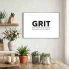 "Grit Definition" Minimalist Typography Poster | Horizontal Borderless Art Frame Poster Premium Wall Art Canvas by MeriDeewar