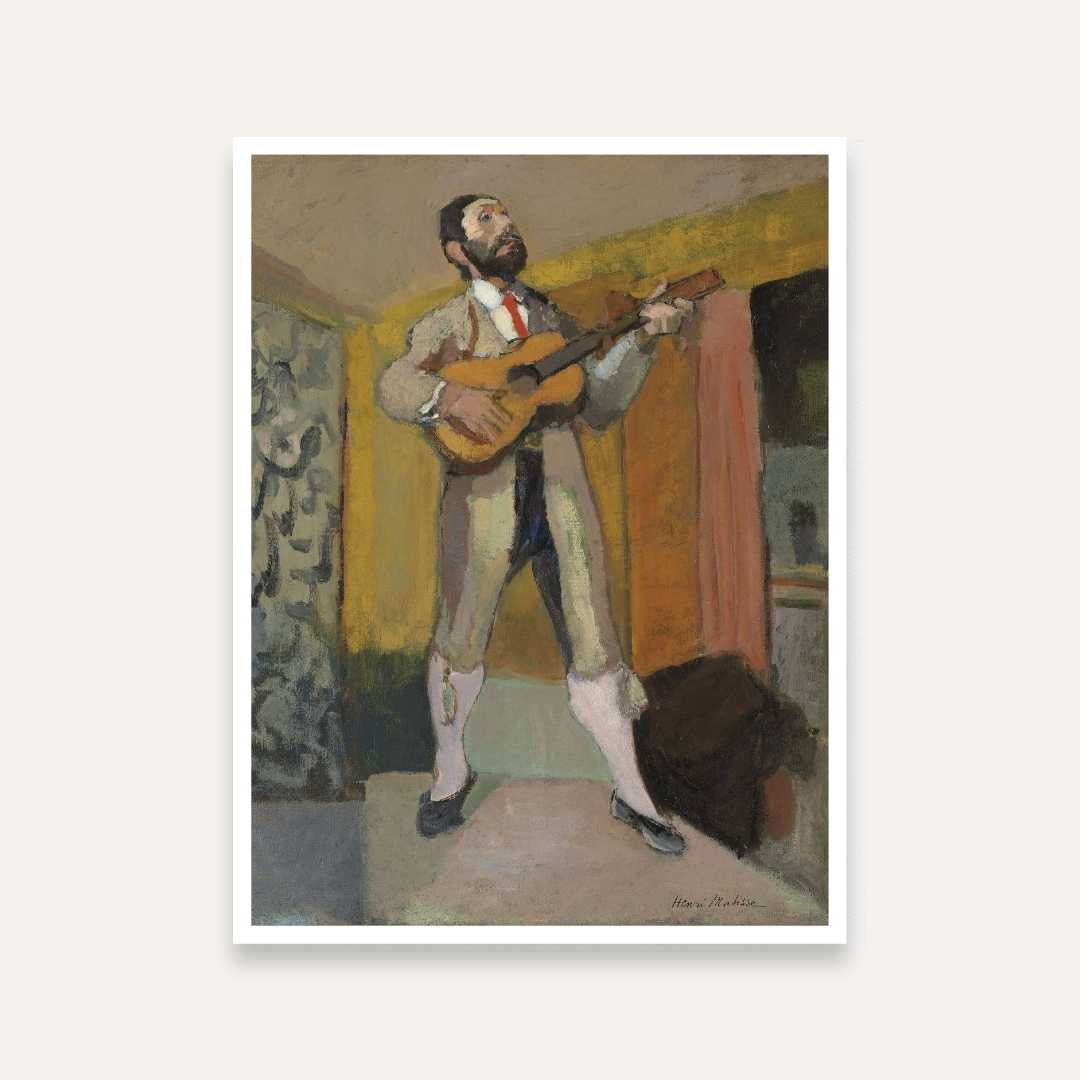 Guitar Player Painting for Living Room | Henri Matisse Wall Art | Giclée Fine Art Print 3 : 4 Vertical Premium Wall Art Canvas by MeriDeewar