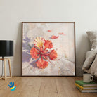 Gulmohar Fallen | Fallen Petals Floral Wall Art 1 : 1 Square Premium Wall Art Canvas by MeriDeewar
