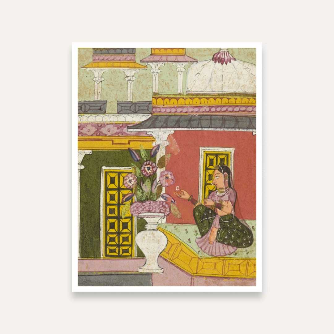 Gunakali Ragini – Rajasthani Ragamala Miniature Painting | Giclée Fine Art Print 5 : 6 Vertical Premium Wall Art Canvas by MeriDeewar