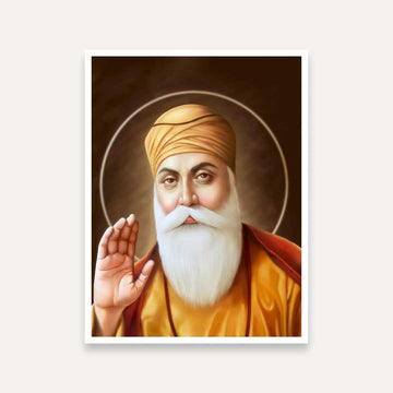 Guru Nanak Dev Ji Painting for Home & Puja Room | Spiritual Sikh Wall Art | Giclée Print 5 : 6 Vertical Premium Wall Art Canvas by MeriDeewar